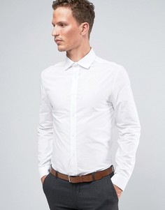 Строгая белая рубашка узкого кроя из поплина River Island - Белый