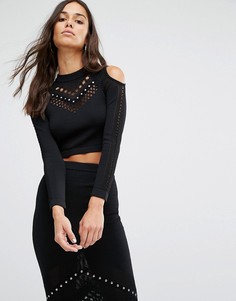 Топ с заклепками River Island - Черный