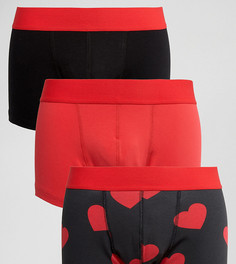 3 трусов-хипстеров (с сердцами и однотонные) ASOS - СО СКИДКОЙ - Мульти