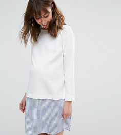 Цельнокройное платье в полоску 2 в 1 для беременных ASOS Maternity - Белый