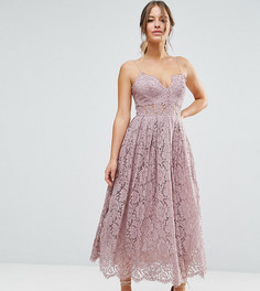 Кружевное платье миди для выпускного ASOS PETITE - Фиолетовый