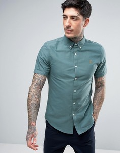 Зеленая приталенная оксфордская рубашка на пуговицах с короткими рукавами Farah Brewer - Зеленый