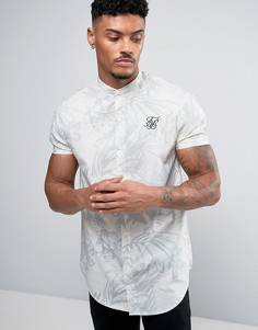 Обтягивающая голубая рубашка с цветочным принтом SikSilk - Синий