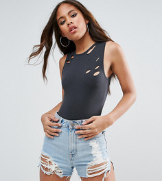 Боди с углубленной проймой и рваной отделкой ASOS TALL - Розовый