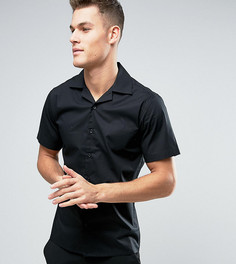 Приталенная рубашка с короткими рукавами и воротником в виде лацканов Only &amp; Sons - Черный