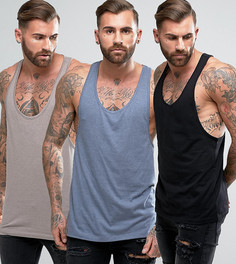 3 майки-борцовки ASOS - СКИДКА - Мульти