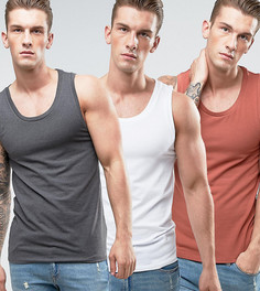 3 обтягивающие майки ASOS - СКИДКА - Мульти
