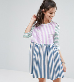 Свободное платье мини в полоску ASOS PETITE - Мульти