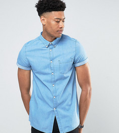 Светлая выбеленная джинсовая рубашка с коротким рукавом Burton Menswear TALL - Синий