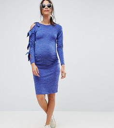 Облегающее платье с узелком ASOS Maternity - Синий