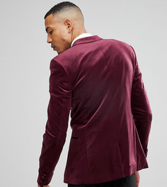 Бордовый облегающий блейзер из бархата ASOS TALL - Красный
