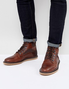 Светло-коричневые кожаные ботинки на шнуровке с контрастными вставками ASOS - Рыжий