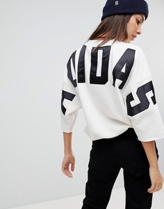 Меланжевый свитшот с логотипом на спине adidas Originals - Черный