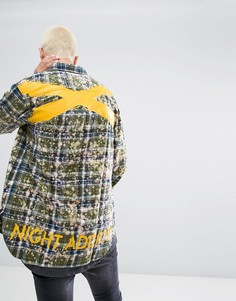 Удлиненная рубашка в клетку Night Addict - Зеленый