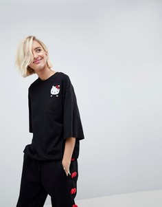 Оверсайз-футболка с отделкой Hello Kitty X ASOS - Черный