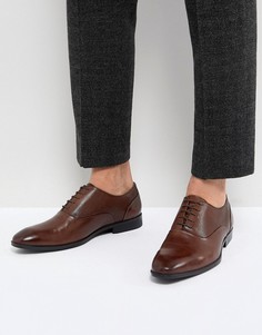 Коричневые кожаные оксфордские туфли с тиснением на вставках ASOS - Коричневый