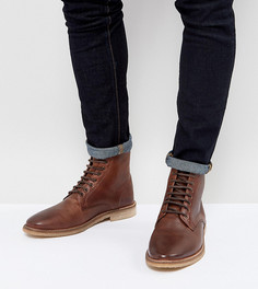 Светло-коричневые кожаные ботинки на шнуровке для широкой стопы ASOS - Коричневый
