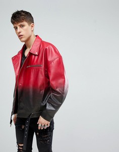 Байкерская кожаная куртка свободного кроя ASOS - Красный