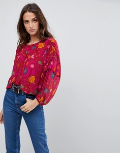 Блузка с цветочным принтом Free People - Фиолетовый