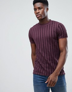 Бордовая футболка в рубчик ASOS - Красный