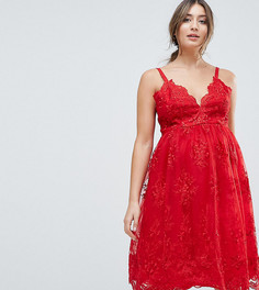 Кружевное платье миди Chi Chi London Maternity Premium - Красный