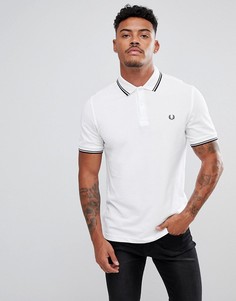 Белая узкая футболка-поло с контрастным воротником Fred Perry - Белый