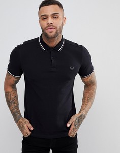 Черная узкая футболка-поло с контрастным воротником Fred Perry - Черный