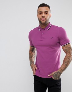 Сиреневая футболка-поло узкого кроя с двойным кантом Fred Perry - Фиолетовый