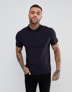Темно-синяя футболка-поло узкого кроя из пике с отделкой Fred Perry - Темно-синий
