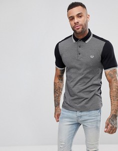 Черная узкая футболка-поло с жаккардовой вставкой Fred Perry - Черный