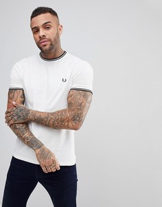 Белая футболка узкого кроя с контрастной двойной окантовкой Fred Perry - Белый