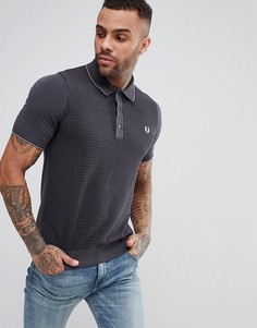 Серая футболка-поло из фактурного трикотажа Fred Perry - Серый