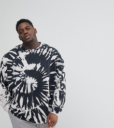 Oversize-лонгслив с принтом тай-дай ASOS PLUS - Черный