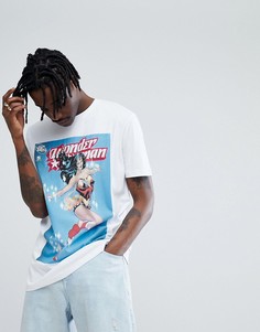Удлиненная футболка с принтом Wonder Woman ASOS - Белый