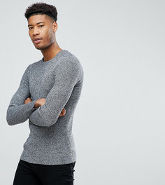 Черно-белый обтягивающий джемпер в рубчик ASOS TALL - Серый