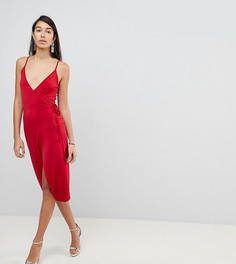 Облегающее платье миди с запахом ASOS TALL - Красный