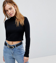 Укороченный топ с высоким воротом ASOS PETITE - Черный