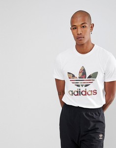 Белая футболка с логотипом-трилистником и принтом Hu Hiking adidas Originals x Pharrell Williams CY7869 - Белый