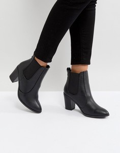 Полусапожки из искусственной кожи на каблуке с заостренным носком New Look - Черный