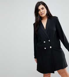 Платье в стиле смокинга с пуговицами из искусственного жемчуга ASOS CURVE Ultimate - Черный