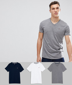 Набор из 3 футболок белого, серого и синего цвета Hollister - Мульти