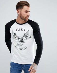 Футболка с рукавами реглан и принтом орла ASOS x NEED FOR SPEED - Белый