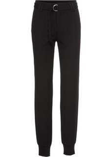 Брюки с текстильным поясом (черный) Bonprix