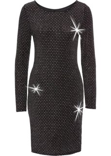 Платье из блестящего трикотажа (черный) Bonprix