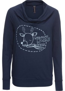 Футболка с длинным рукавом (темно-синий) Bonprix