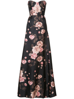 floral strapless fitted gown Rochas