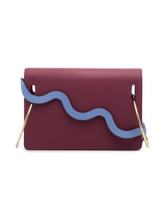 Leather ring wave shoulder bag with metallic hoop detail Roksanda