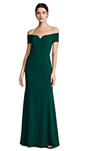 Badgley Mischka Collection Off Shoulder Short Sleeve Gown