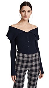 Milly Off Shoulder Rib Cardigan