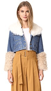 Sea Dunaway Denim Fur Jacket